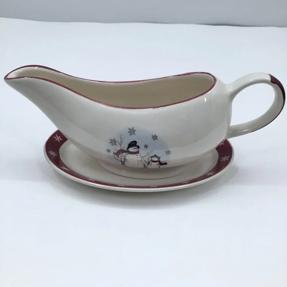 Royal Seasons Christmas Snowmen Gravy Boat Underplate Relish and Serving Platter - Picture 5 of 15